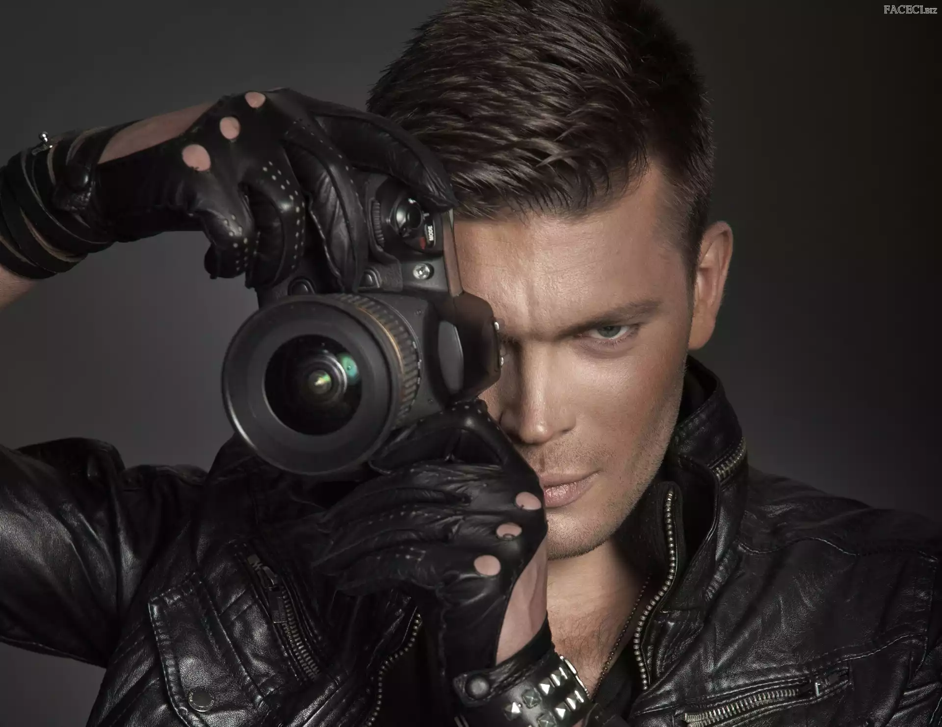 Aparat, Rękawice, Mężczyzna, Kurtka