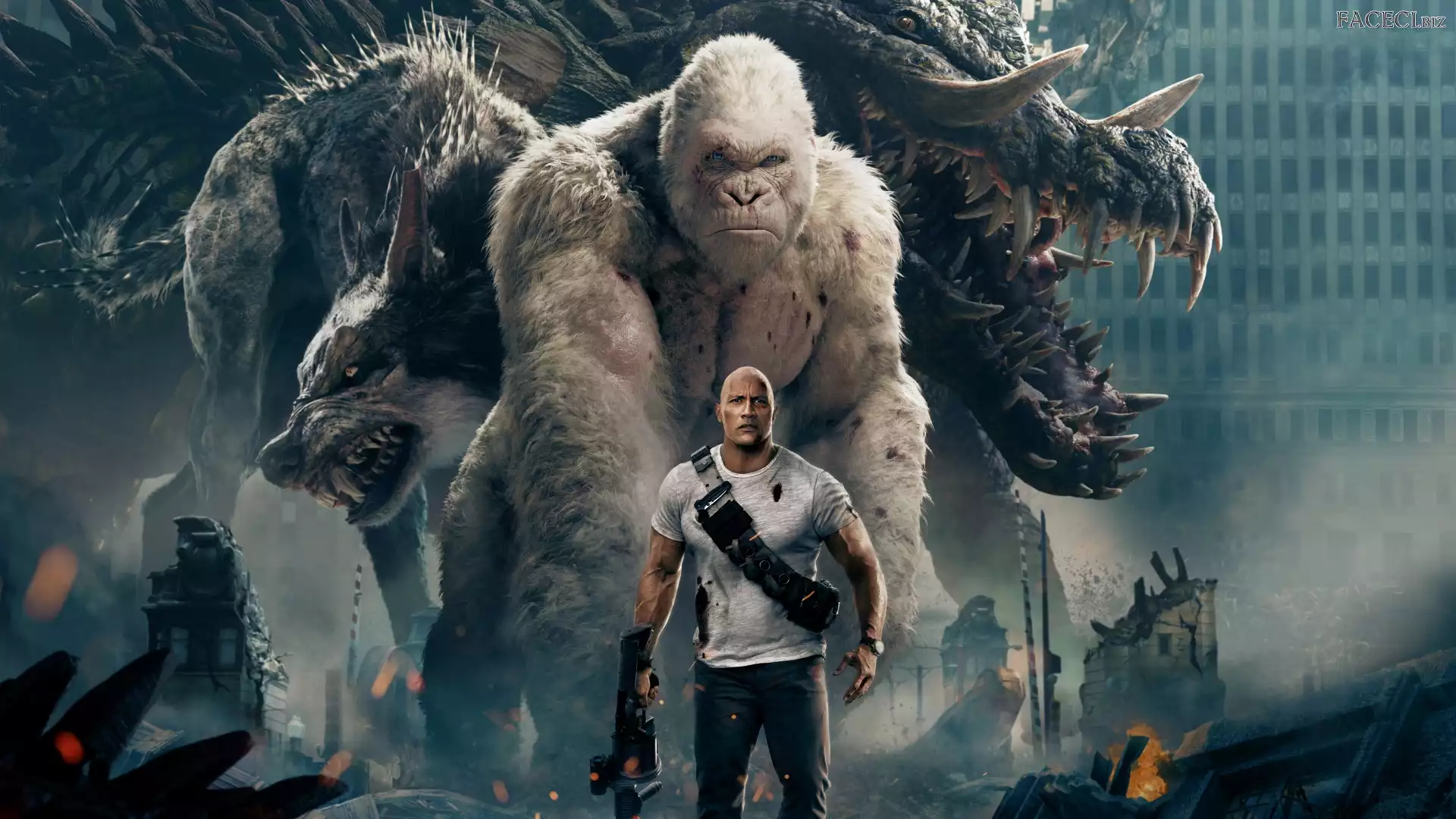 Dwayne Johnson, Goryl, Film, Rampage, Davis Okoye, Aktor